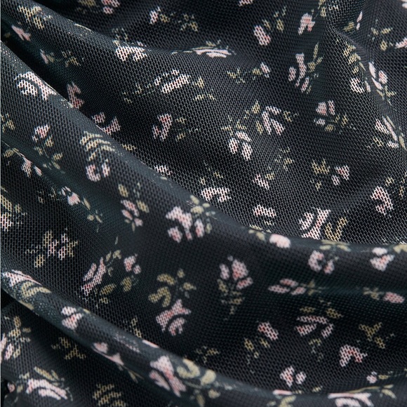 Divided Black Floral Mini Dress - Picture 2 of 8